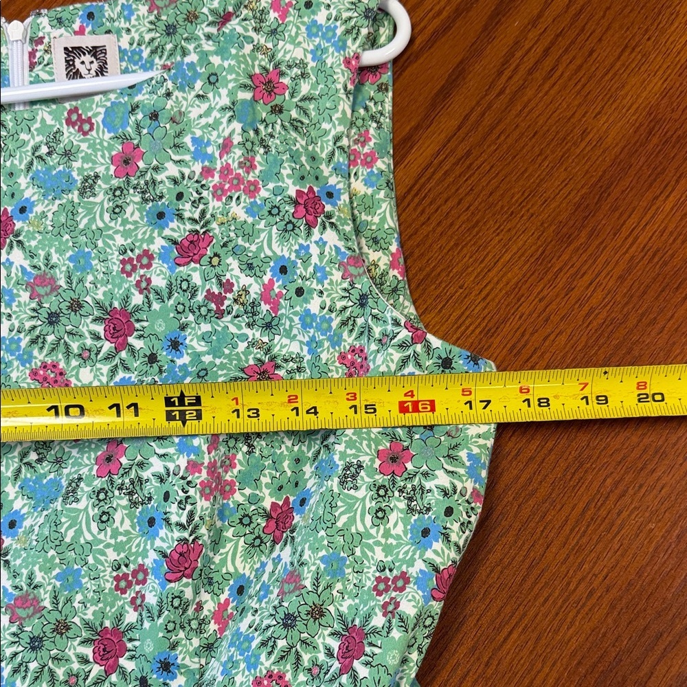 Anne Klein Green Floral Fit & Flare Midi Dress with Pink & Blue Accents - Picture 9 of 10